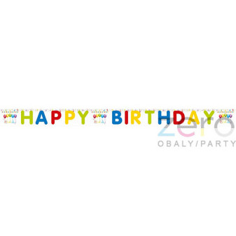 Banner balónky 'Happy Birthday' 15 x 200 cm - barevný