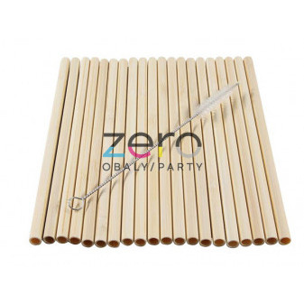 Brčko bambusové + kartáček pr. 8 mm, 200 mm (20 ks) - přírodní