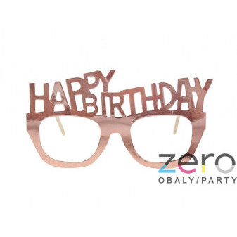 Brýle party papírové 'Happy Birthday' (4 ks) - růžové zlato