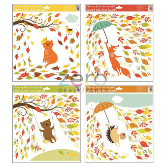 Fólie okenní dekorativní 33x30 cm 'Podzim' - podzimní zvířátka (mix)