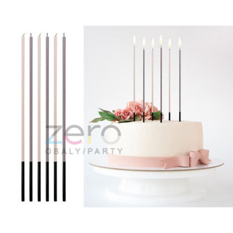 Svíčka narozeninová 0,3 x 17 cm (6 ks) - fialová/stříbrná (mix)